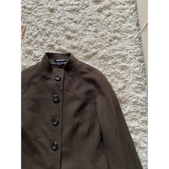 Ellen Tracy Blazer Top Brown 100% Wool Size 8 - Picture 4 of 10